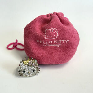 Princess Hello Kitty For Diamonique Sterling Silver 925 CZ Ring Size 8.75 W/Bag